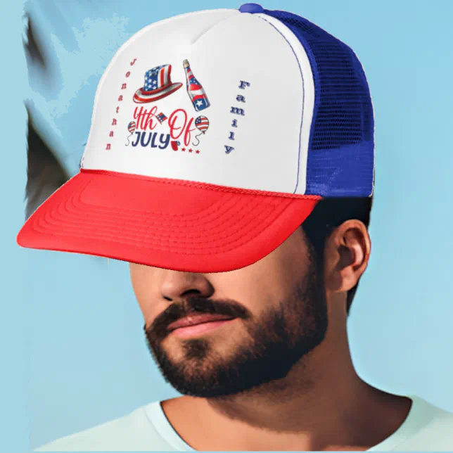 4th July Balloon American Flag Patriotic Family Trucker Hat | Zazzle