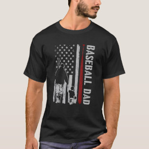 4th July Baseball Dad Daddy American Flag Father's T-Shirt