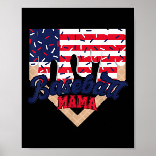 4th July Baseball Mama Ice Cream Drip Baseball Mom Poster