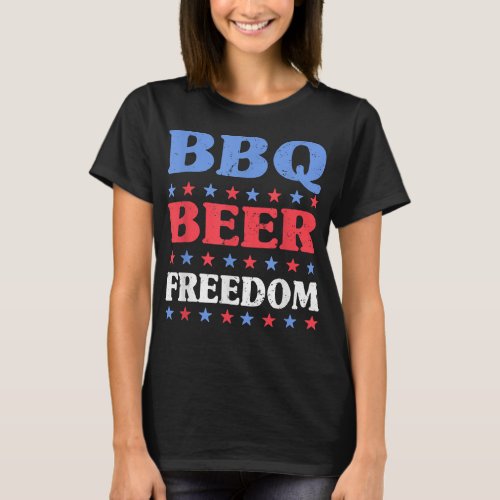 4Th July BBQ Beer Freedom  America Proud American  T_Shirt