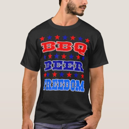 4Th July BBQ Beer Freedom  America Proud American  T_Shirt