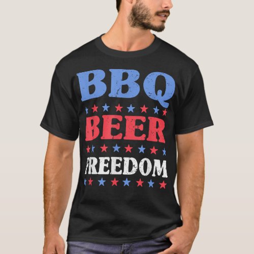 4Th July BBQ Beer Freedom  America Proud American  T_Shirt