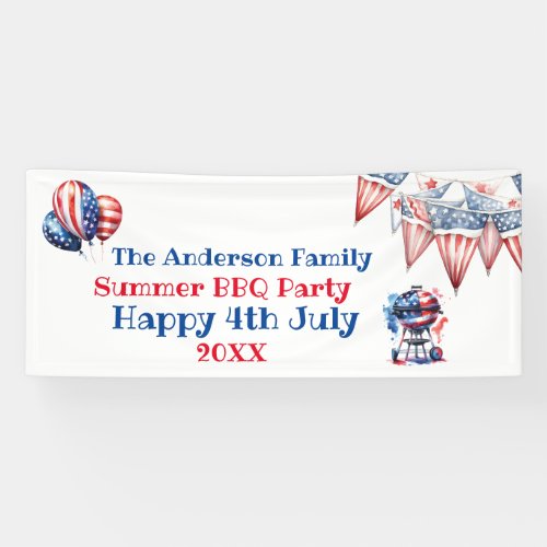 4th July BBQ Party Banner