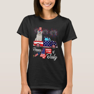 4th July Bearded Collie Wearing Sunglasses On Pick T-Shirt