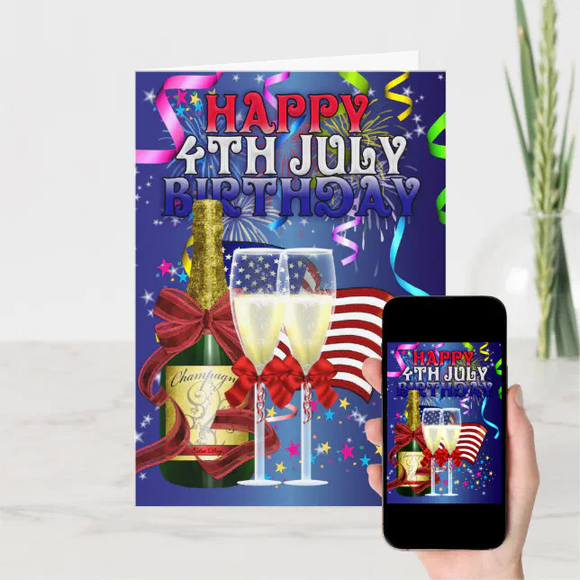 4th July Birthday On The Fourth Of July Card | Zazzle