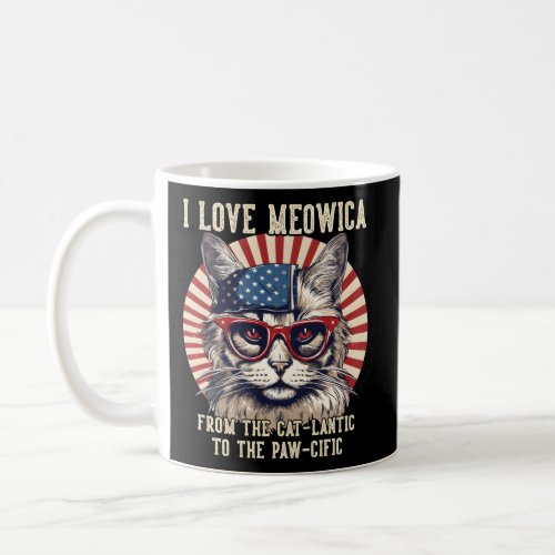 4Th July Cat I Love Meowica Patriotic Cat Coffee Mug