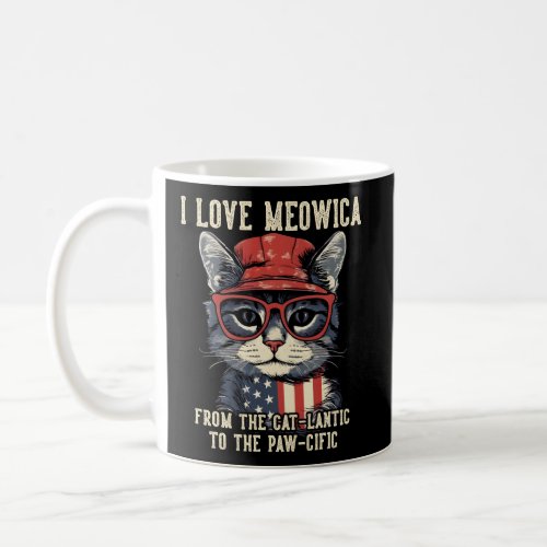 4Th July Cat I Love Meowica Patriotic Cat Coffee Mug