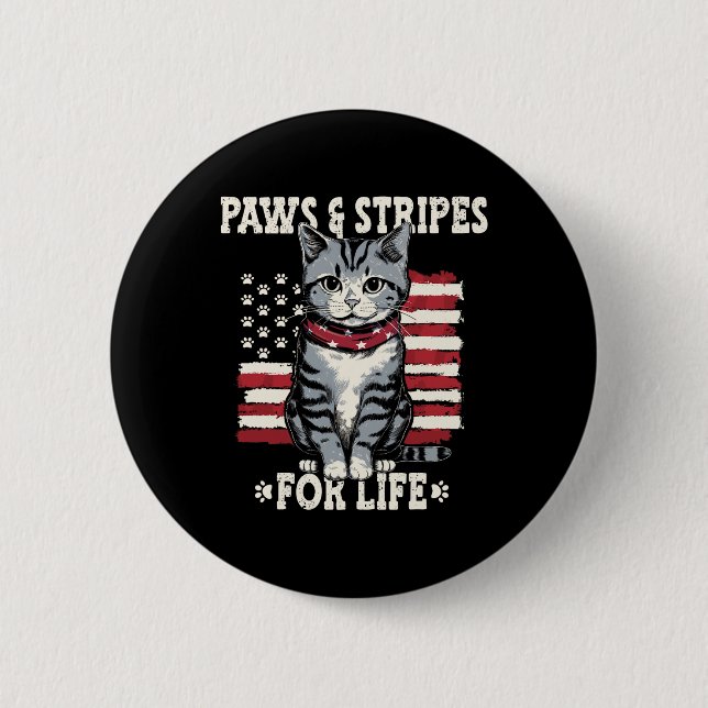 4th July Cat Lover  Button (Front)