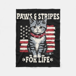 4th July Cat Lover  Fleece Blanket