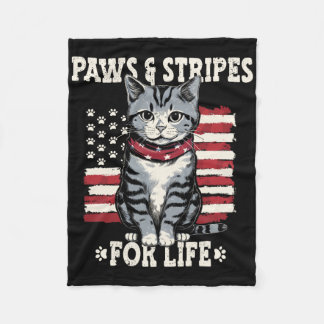 4th July Cat Lover  Fleece Blanket