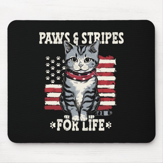 4th July Cat Lover  Mouse Pad (Front)