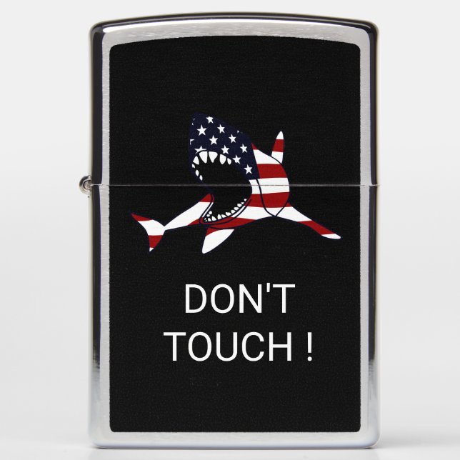 4th July Celebration Flag Shark   Zippo Lighter (Front)