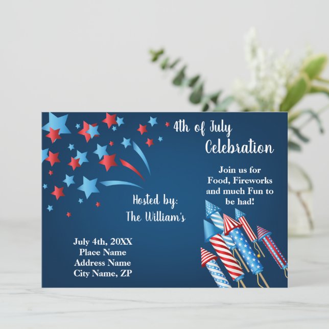 4th July Celebration Invitation (Standing Front)