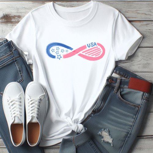 4th July Cute pink blue Independence day t_shirt