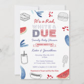 4th July Family Baby Shower Red White Due Invitation (Front)