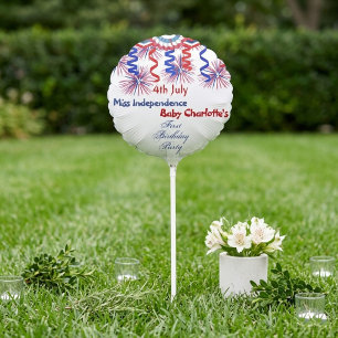 4th July Firecrackers Miss Independence Birthday Balloon