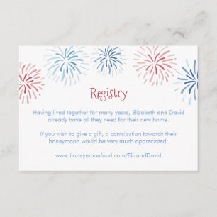 4th July Fireworks Display Wedding Shower Registry Enclosure Card