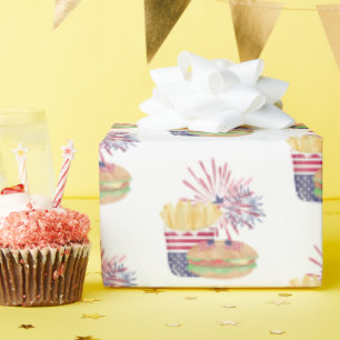 4th July Fireworks Patriotic Stars Stripes Party Wrapping Paper