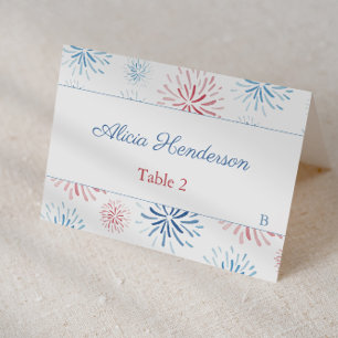 4th July Fireworks Red White Blue Place Card