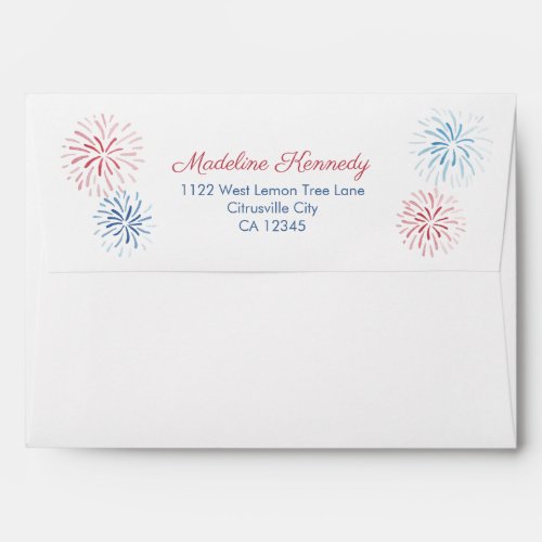 4th July Fireworks Return Address Envelope