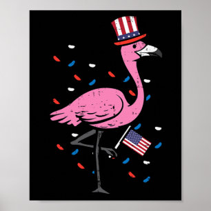 4th July Flamingo Us Flag Bird Patriotic Women Gir Poster