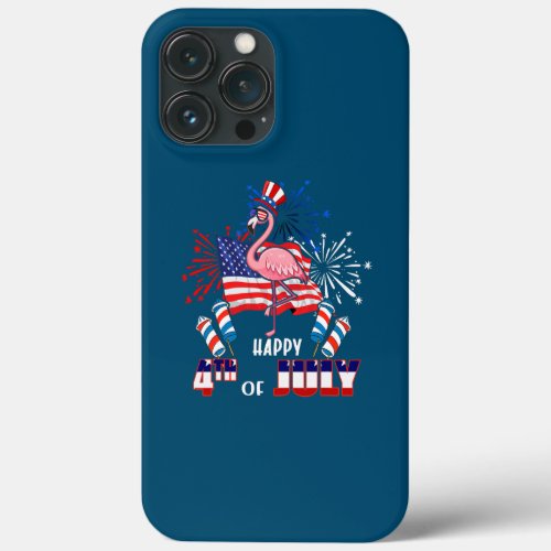 4th July Flamingo Wearing Sunglasses American iPhone 13 Pro Max Case