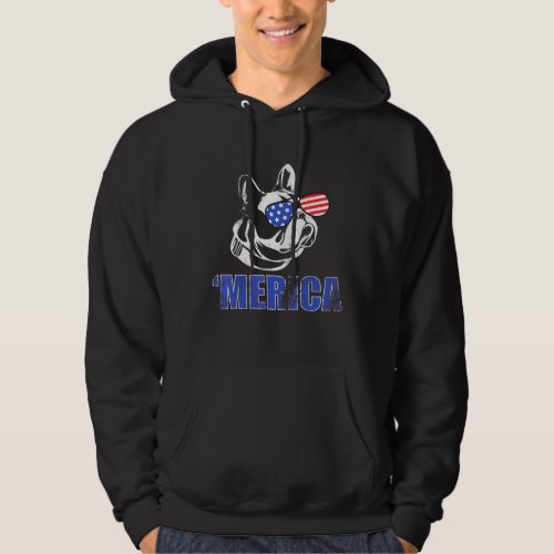 4th July French Bulldog Us Shades Independence Day Hoodie
