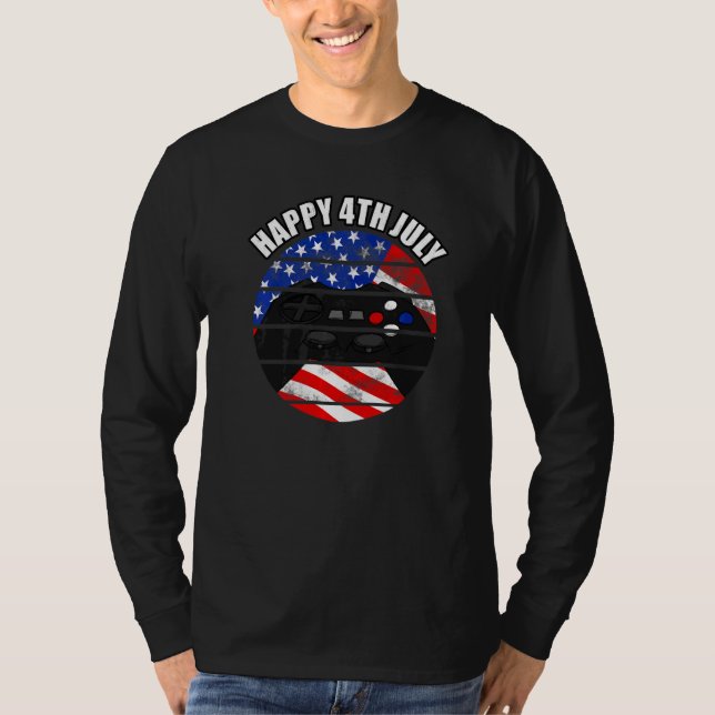 4th July Gamer American Flag T-Shirt (Front)