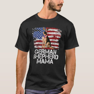 4th July German Shepherd Mama American Flag Dog T-Shirt