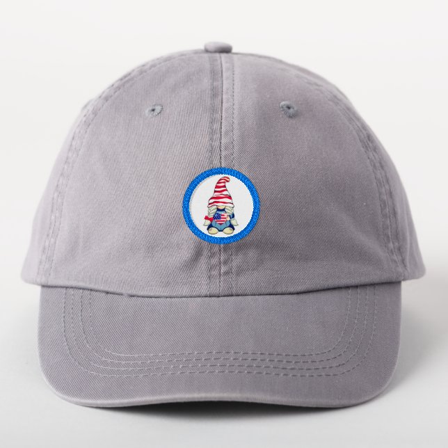 4th July Gnome Heart  Patch (On Headwear)