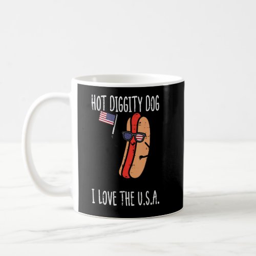 4th July Hot Diggity Dog USA Flag Funny Hotdog Men Coffee Mug