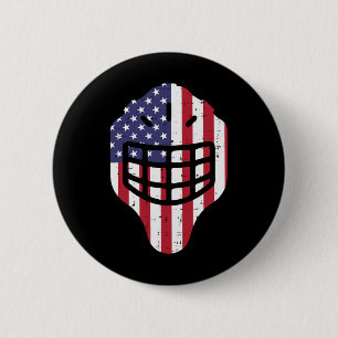 4th July Ice Hockey Helmet America Flag America Bo Button