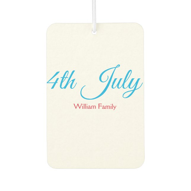 4th July independence day add name text custom Air Freshener (Front)