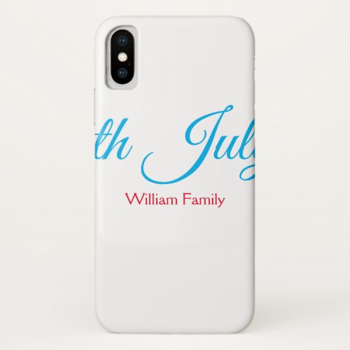4th July independence day add name text custom iPhone X Case