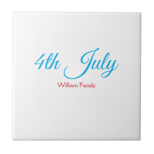 4th July independence day add name text custom Ceramic Tile