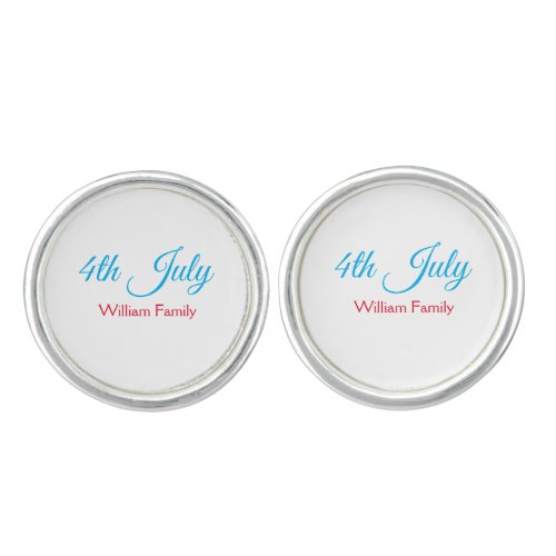 4th July independence day add name text custom Cufflinks