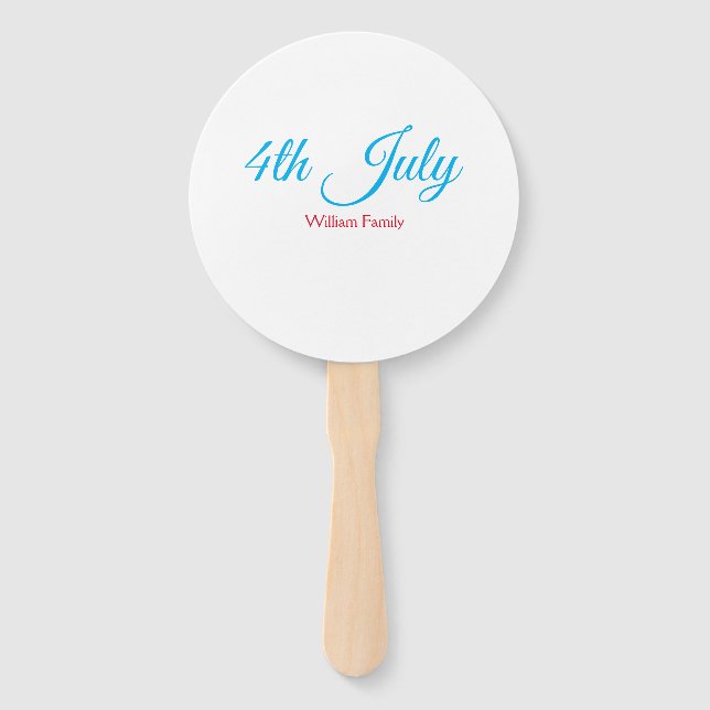 4th July independence day add name text custom Hand Fan (Front)
