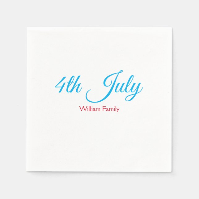 4th July independence day add name text custom Napkins (Front)