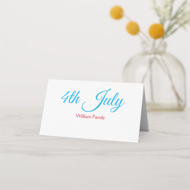 4th July independence day add name text custom Place Card (Front)
