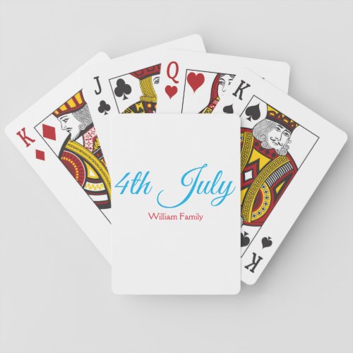 4th July independence day add name text custom Playing Cards