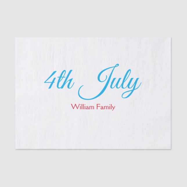 4th July independence day add name text custom Tissue Paper (Front)