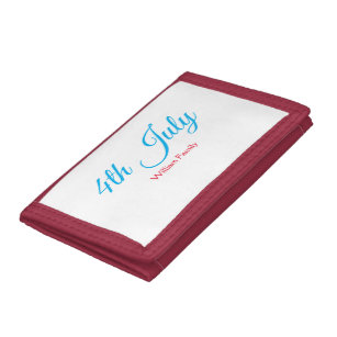 4th July independence day add name text custom Trifold Wallet