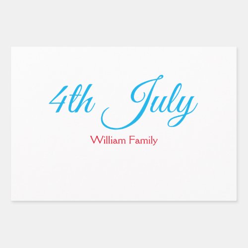 4th July independence day add name text custom Wrapping Paper Sheets