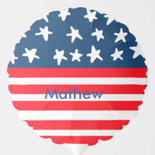 4th july independence day add name text US flag Balloon