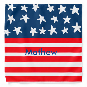 4th july independence day add name text US flag Bandana