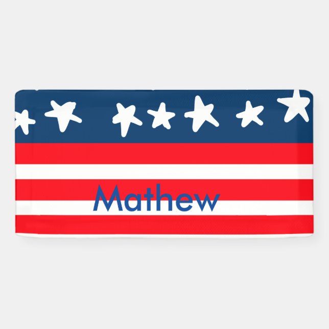 4th july independence day add name text US flag Banner (Horizontal)