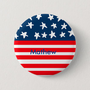 4th july independence day add name text US flag Button