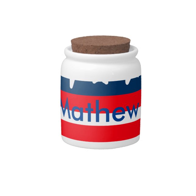 4th july independence day add name text US flag Candy Jar (Front)