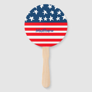 4th july independence day add name text US flag Hand Fan
