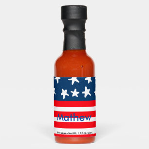 4th july independence day add name text US flag Hot Sauces